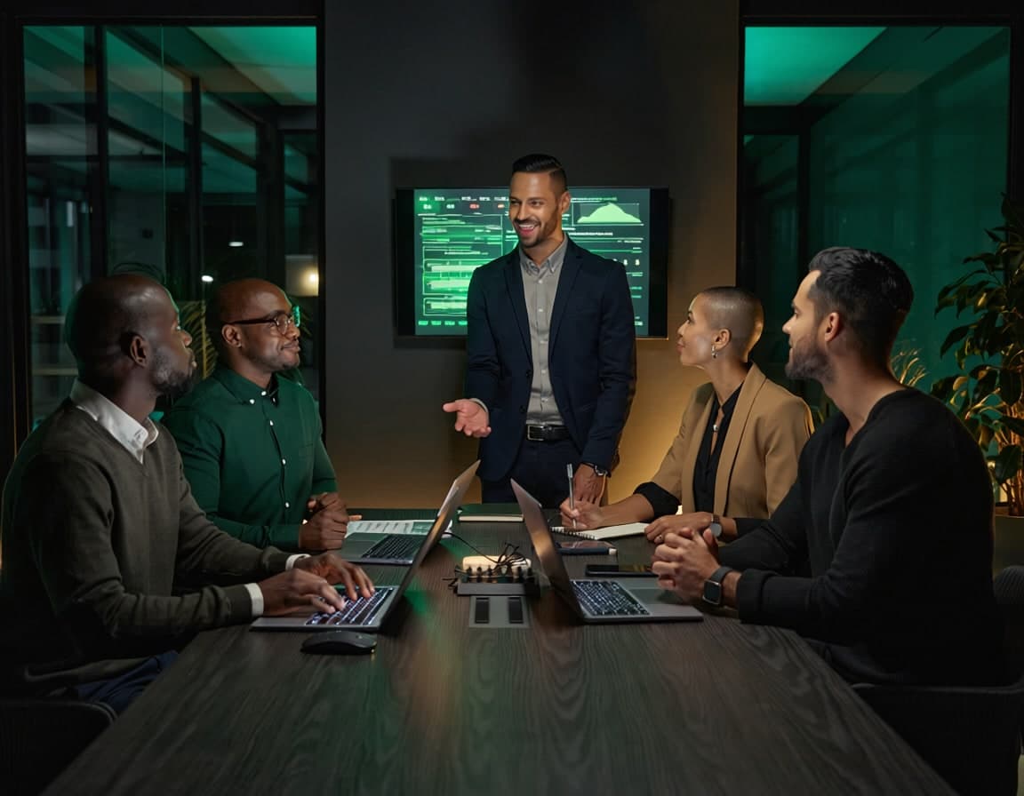 The SkySystems team collaborating in the office